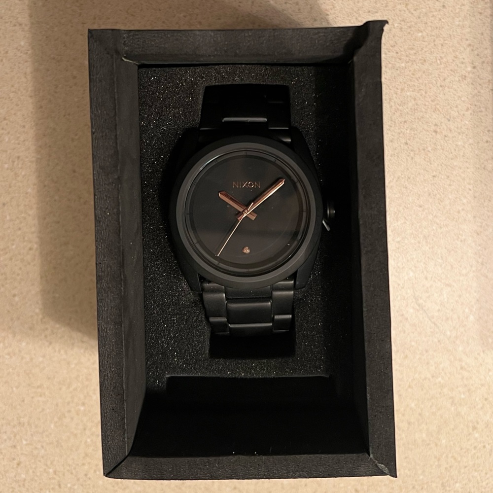 Mens Nixon Kingpin Watch - All Black/Rose Gold NWT